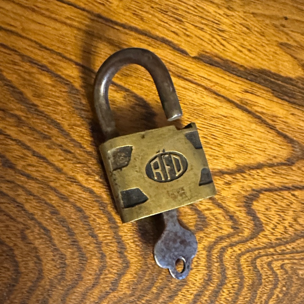 Vintage Rural Free Delivery RFD Brass Padlock with Key USPS rural lock